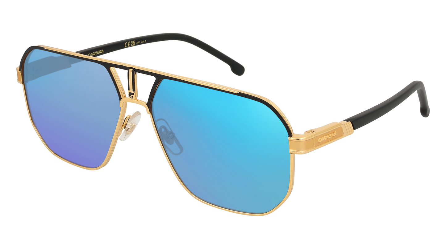 Matte Black-gold, Blue-Mirrored