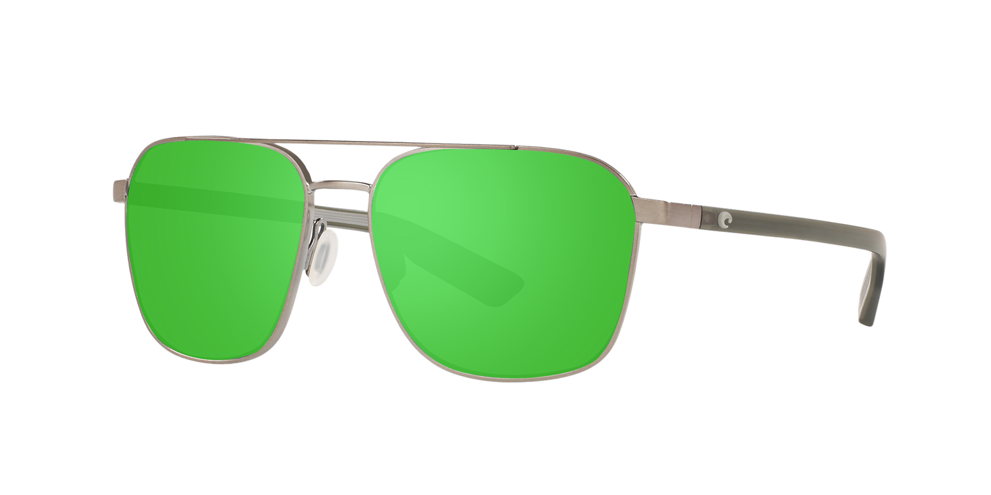 BRUSHED GUNMETAL, Green Mirrored-Polarized, Costa
