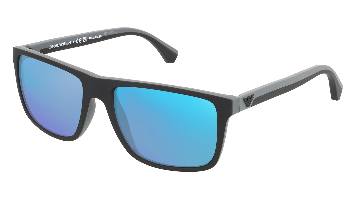 Rubber Black & Grey, Blue-Mirrored