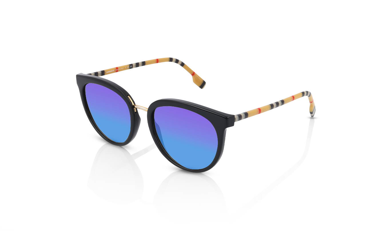 Black , Blue-Mirrored