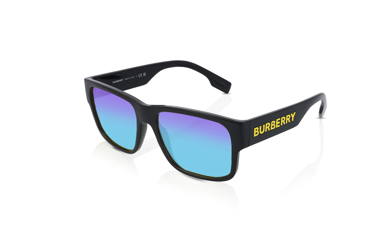 Black , Blue-Mirrored