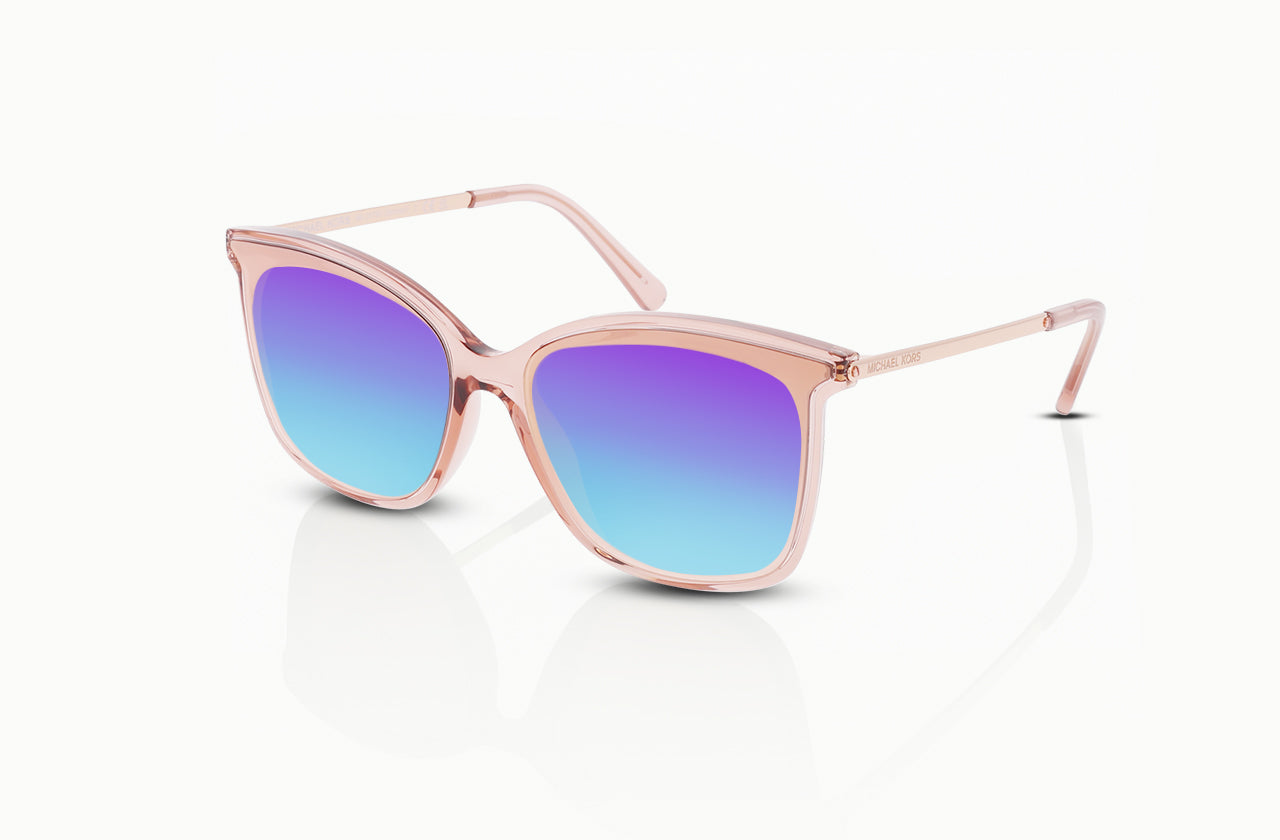 Pink Transparent, Blue-Mirrored