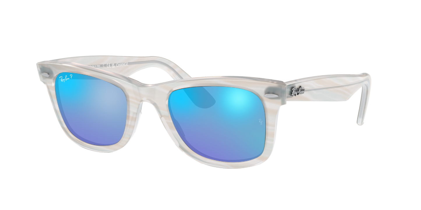 Photo Striped Light Blue, Mirrored Blue-Polarized, Rayban