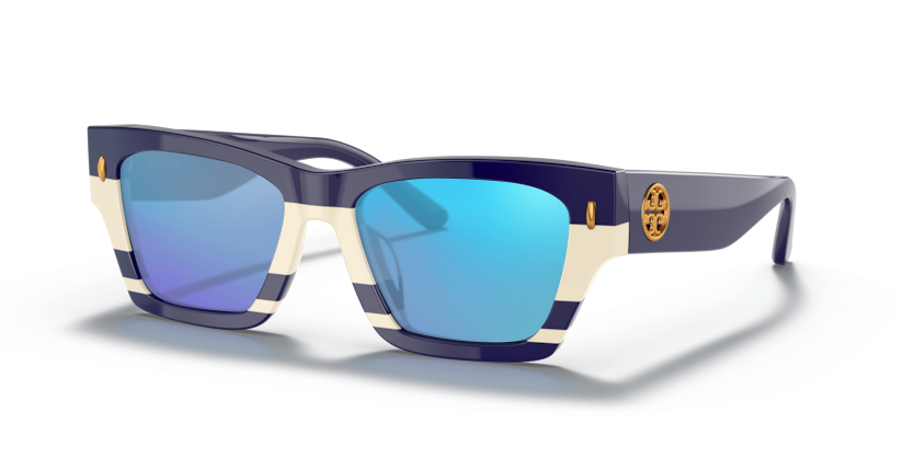 Navy Ivory Vintage Stripes, Blue-Mirrored