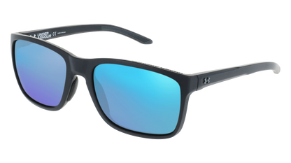 Matte Black, Blue-Mirrored
