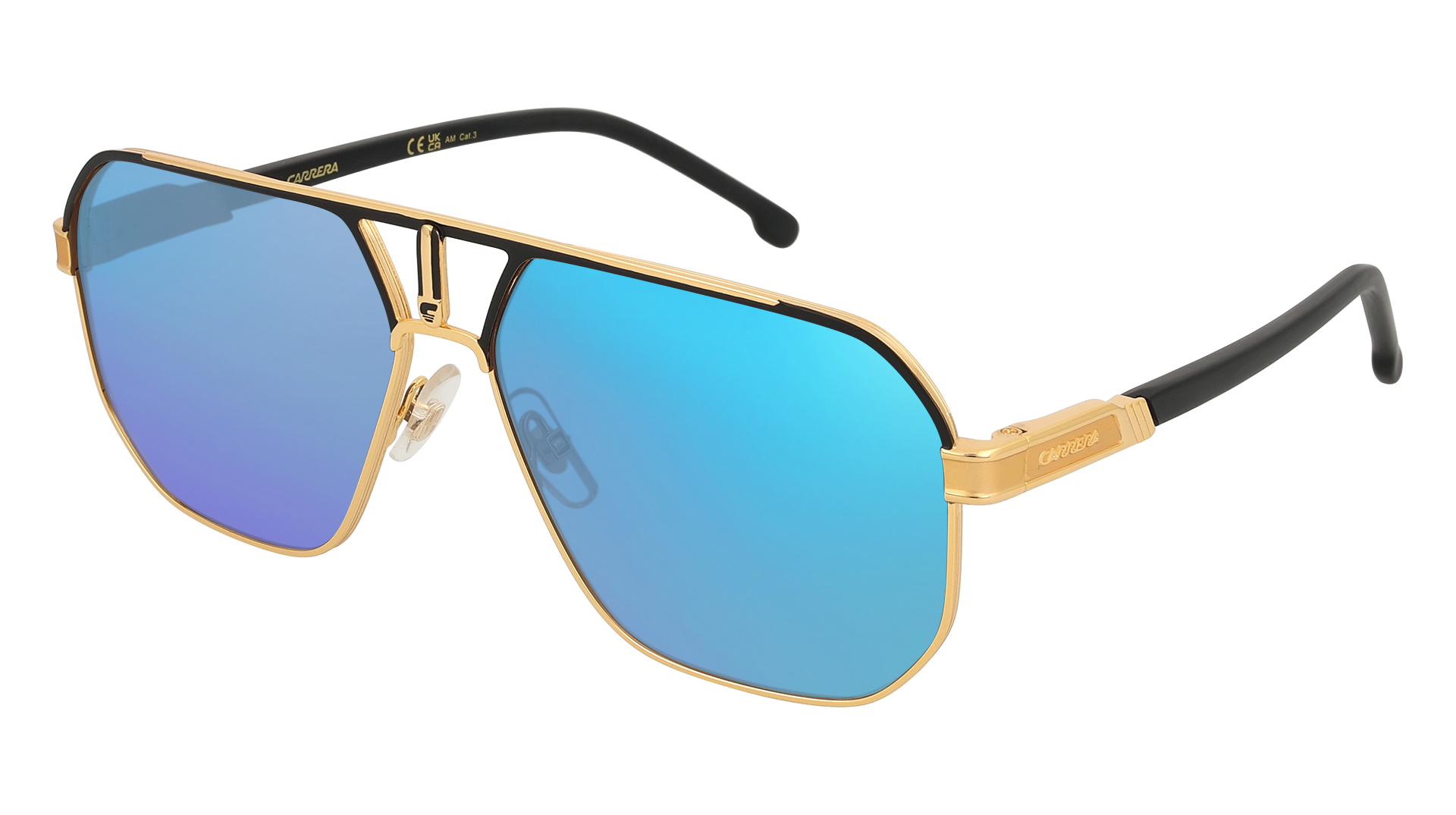 Matte Black-gold, Blue-Mirrored
