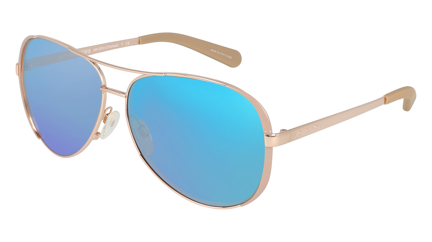 Rose Gold/Taupe, Blue-Mirrored