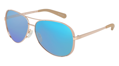 Rose Gold/Taupe, Blue-Mirrored