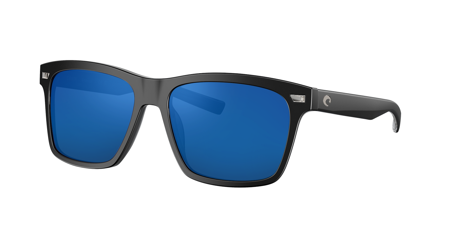 Matte Black, Blue Mirrored-Polarized, Costa