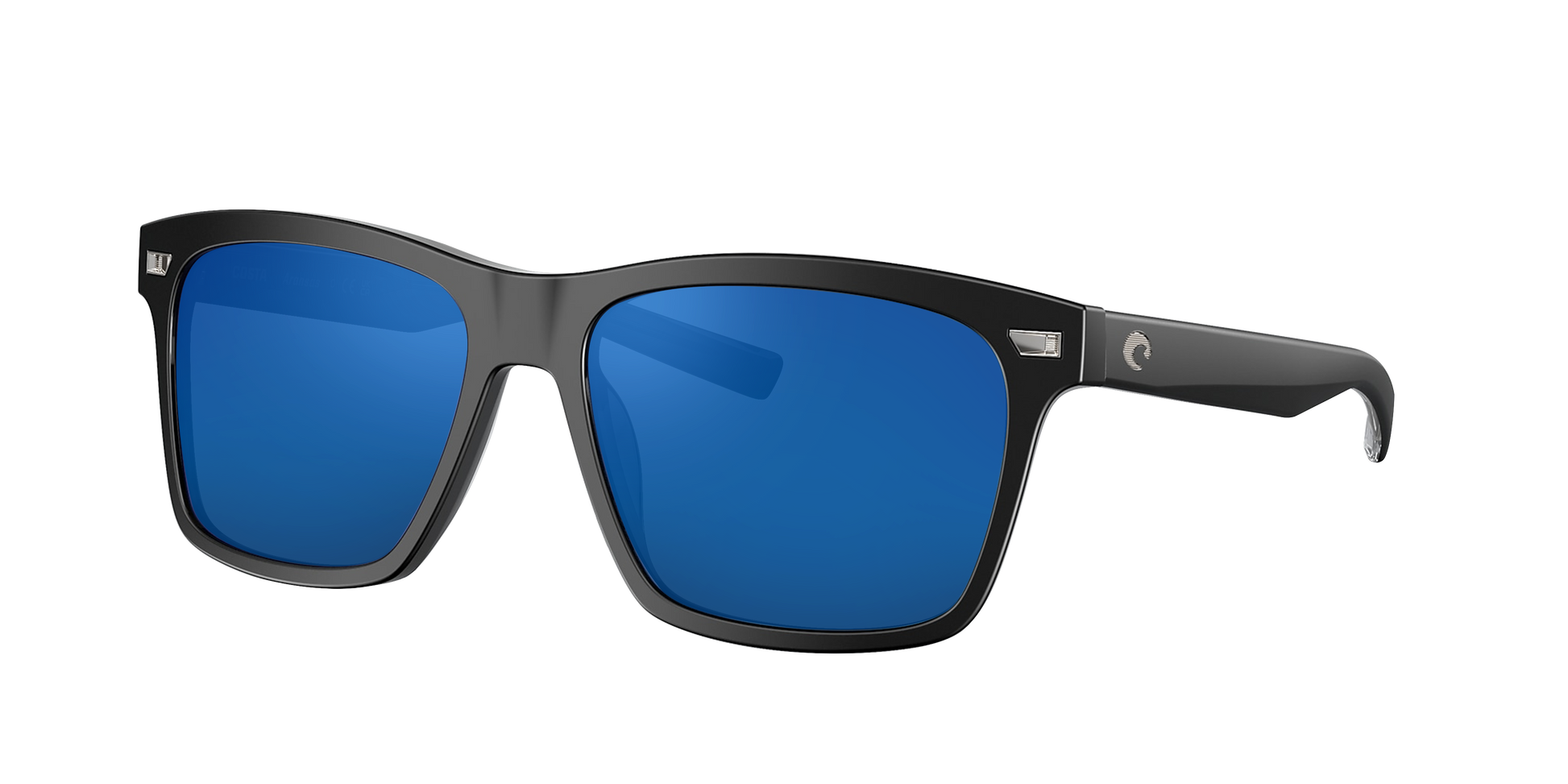 Matte Black, Blue Mirrored-Polarized, Costa