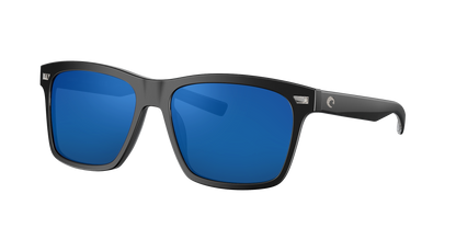 Matte Black, Blue Mirrored-Polarized, Costa