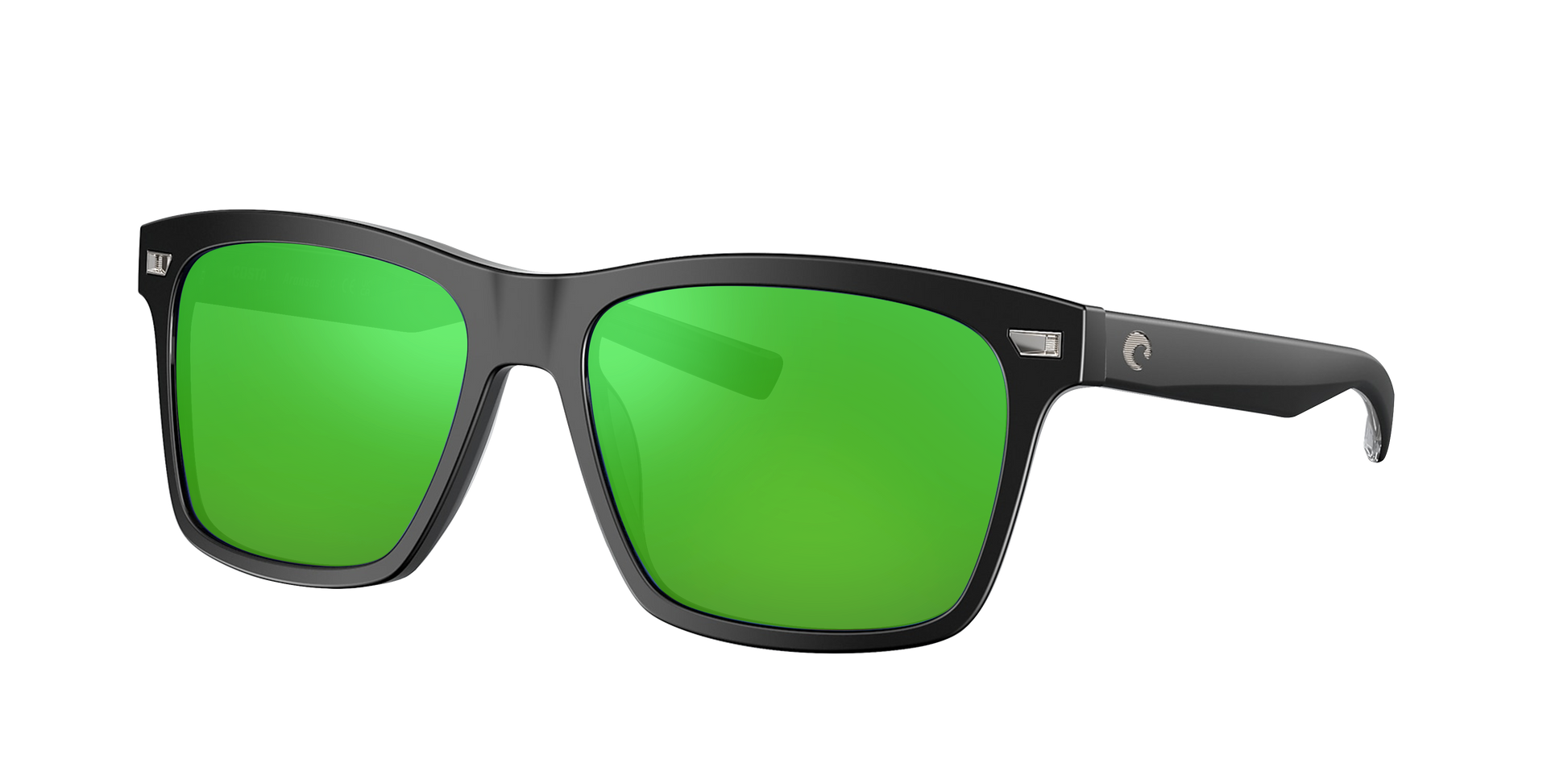 Matte Black, Green Mirrored-Polarized, Costa