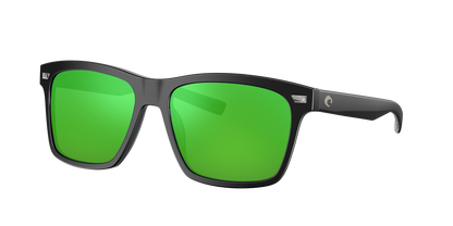 Matte Black, Green Mirrored-Polarized, Costa