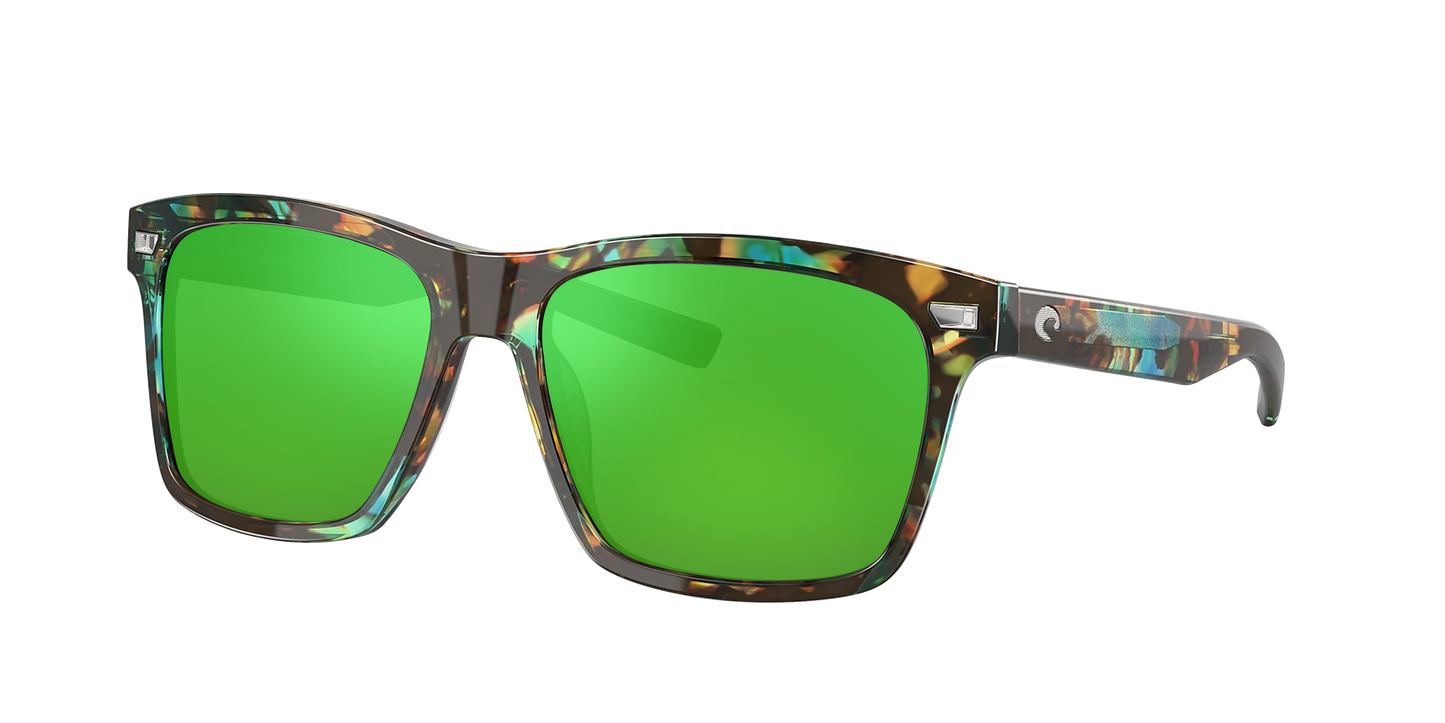 SHINY OCEAN TORTOISE, Green Mirrored-Polarized, Costa
