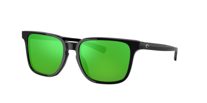 Black, Green Mirrored-Polarized, Costa