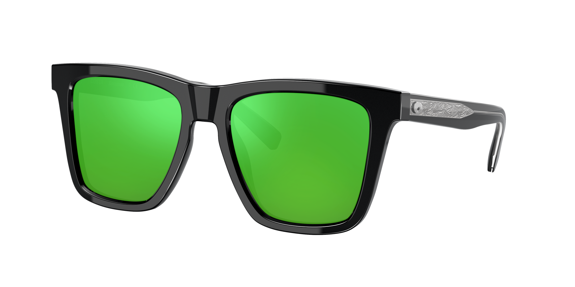 Black, Green Mirrored-Polarized, Costa