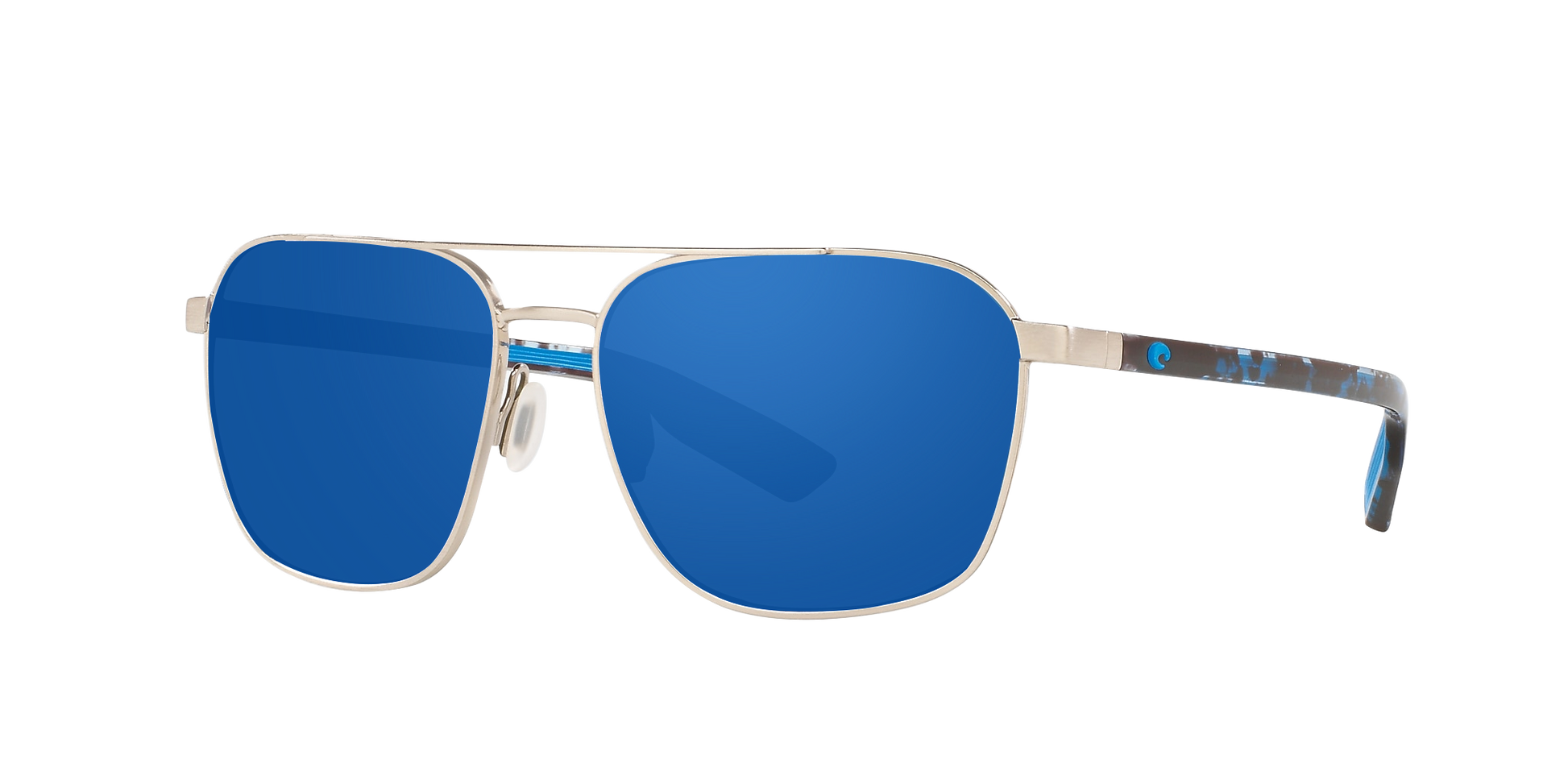 BRUSHED SILVER, Blue Mirrored-Polarized, Costa