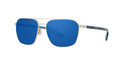 BRUSHED SILVER, Blue Mirrored-Polarized, Costa