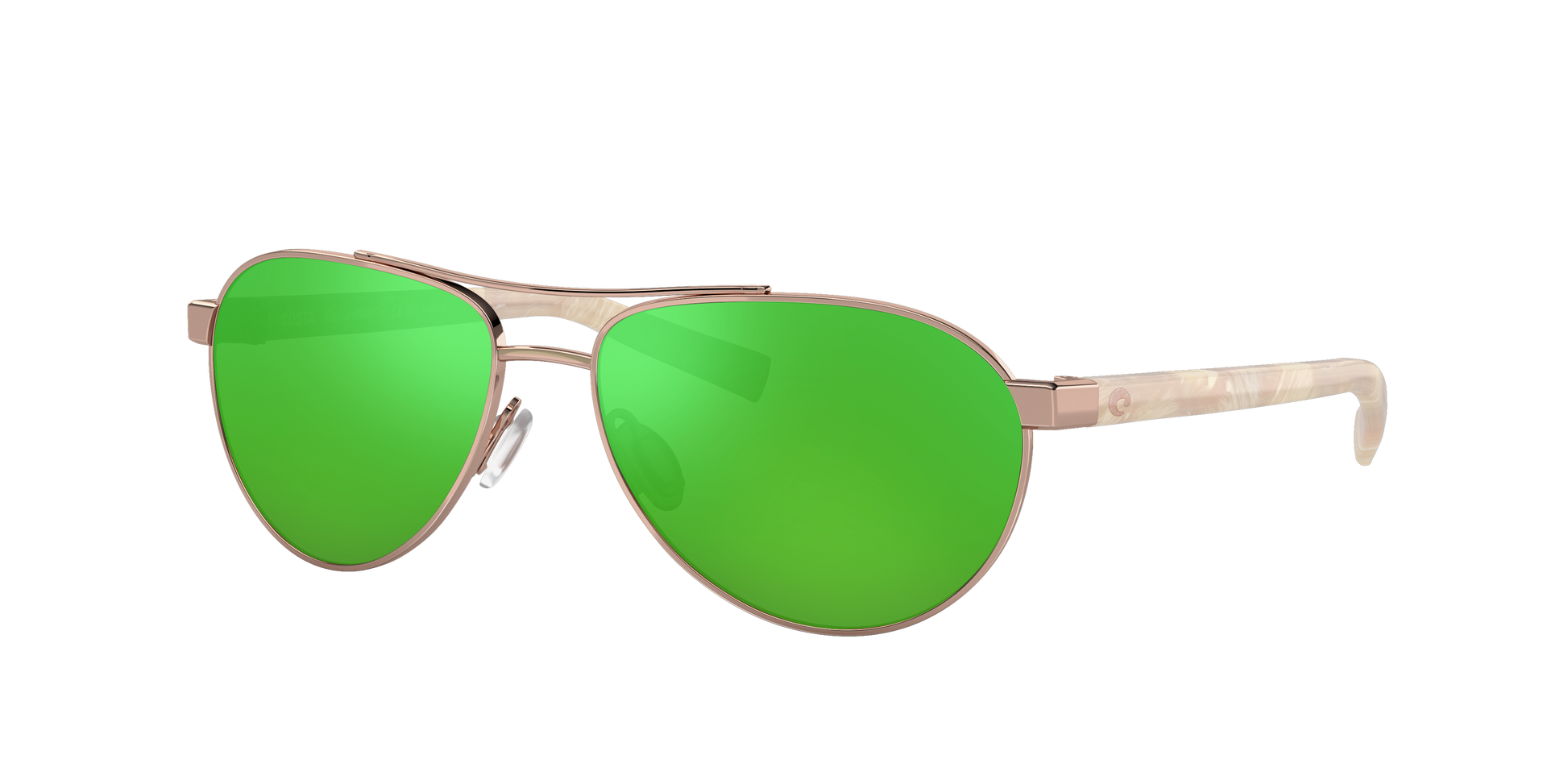 Rose Gold, Green Mirrored-Polarized, Costa