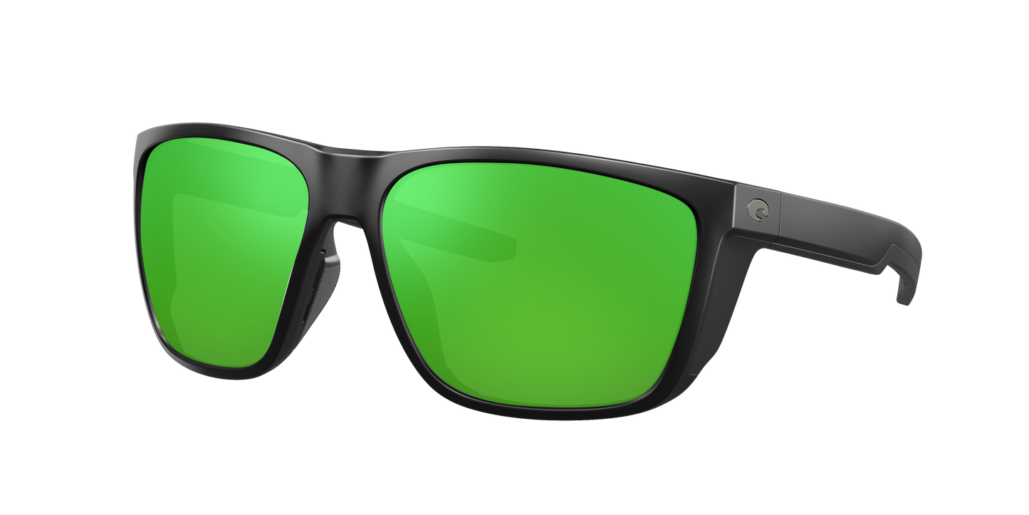 Matte Black, Green Mirrored-Polarized, Costa