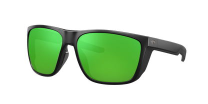 Matte Black, Green Mirrored-Polarized, Costa