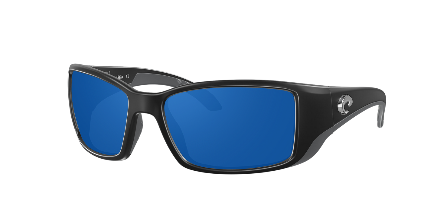 Matte Black, Blue Mirrored-Polarized, Costa