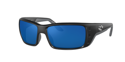 Matte Black, Blue Mirrored-Polarized, Costa