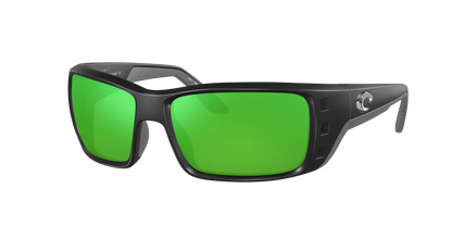 Matte Black, Green Mirrored-Polarized, Costa