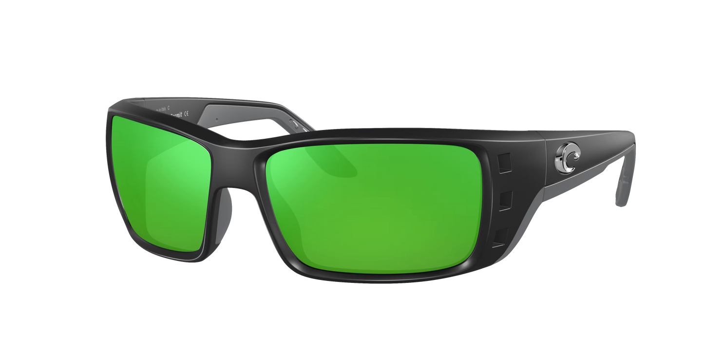 Matte Black, Green Mirrored-Polarized, Costa