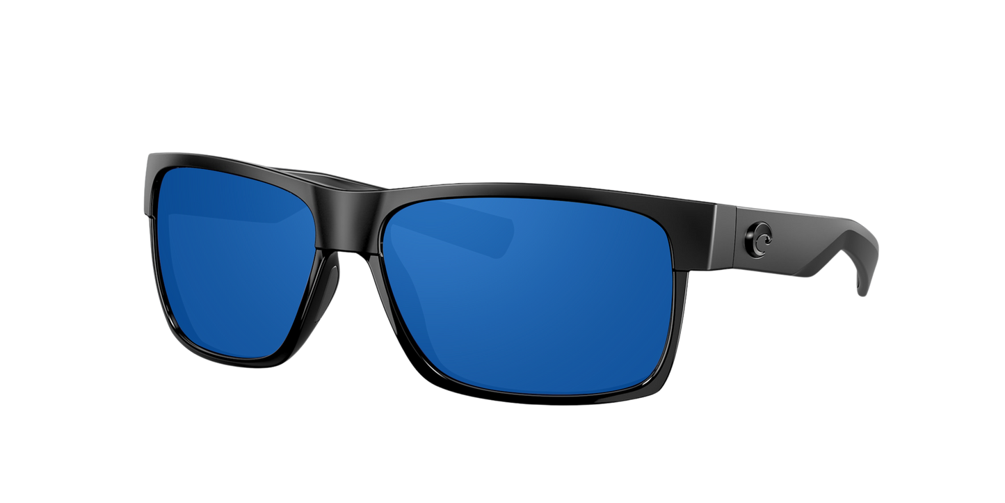 Shiny Black, Blue Mirrored-Polarized, Costa