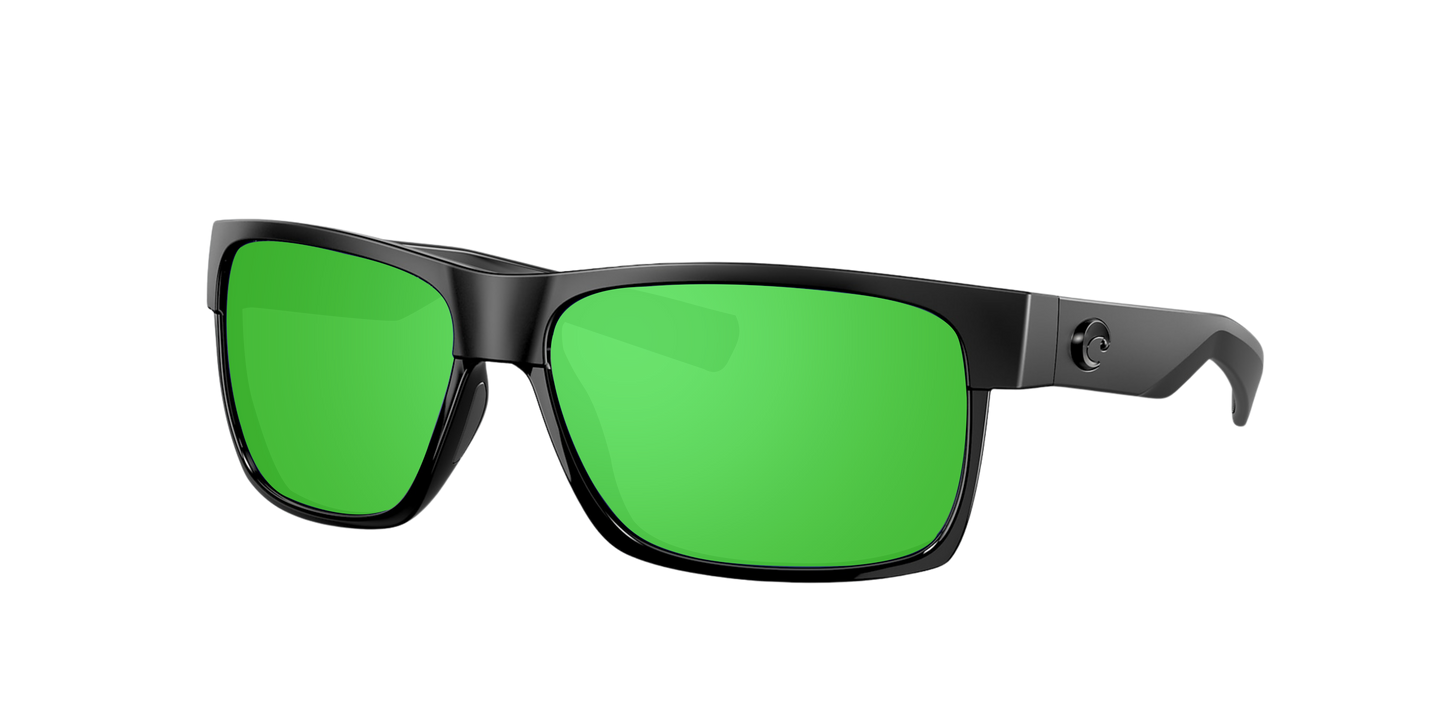 Shiny Black, Green Mirrored-Polarized, Costa