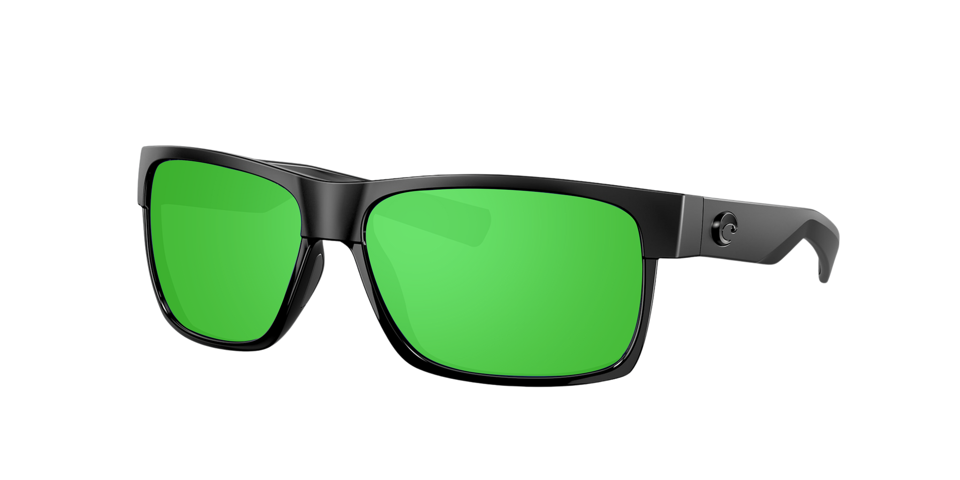 Shiny Black, Green Mirrored-Polarized, Costa