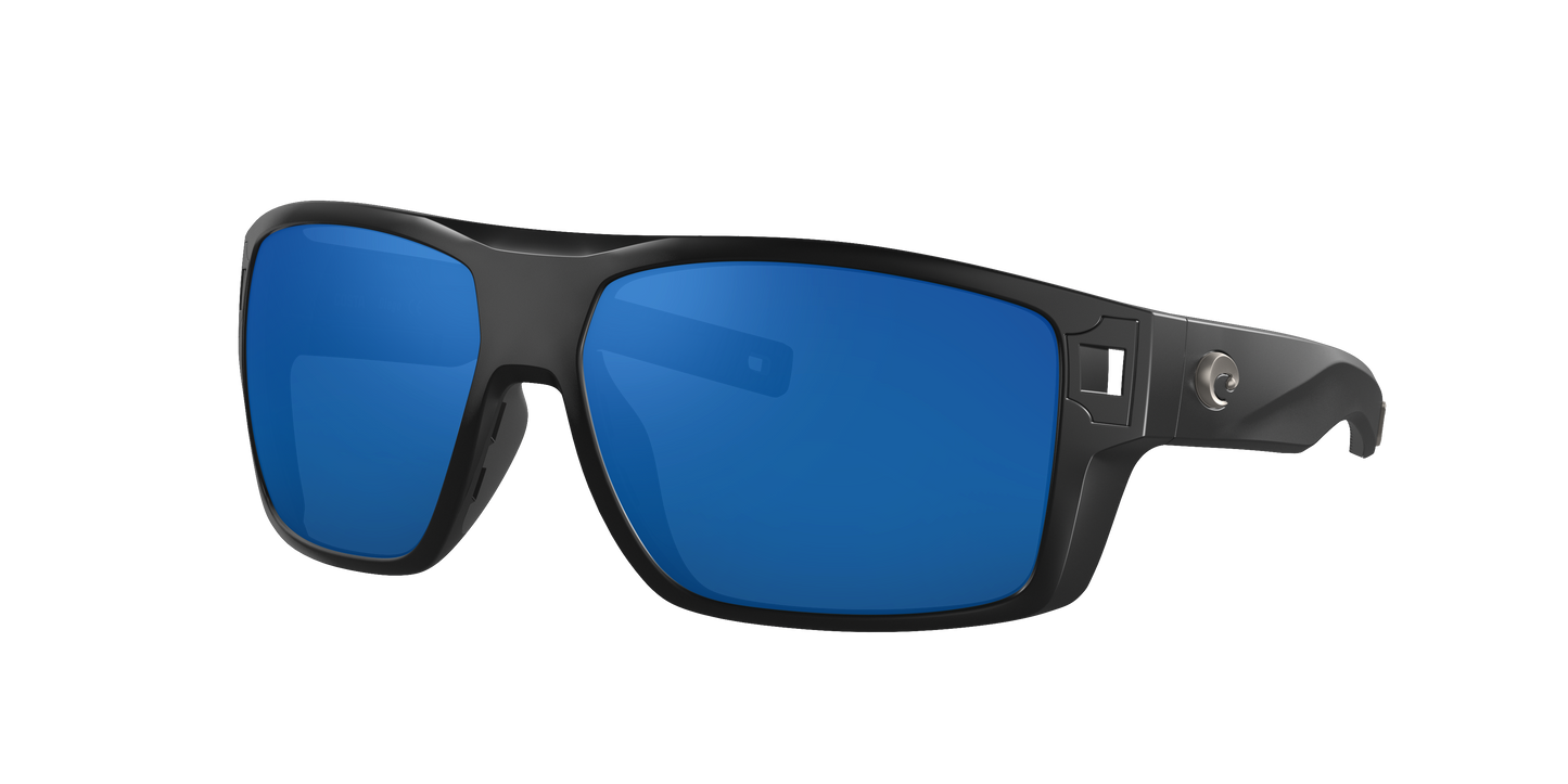 Matte Black, Blue Mirrored-Polarized, Costa