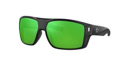 Matte Black, Green Mirrored-Polarized, Costa