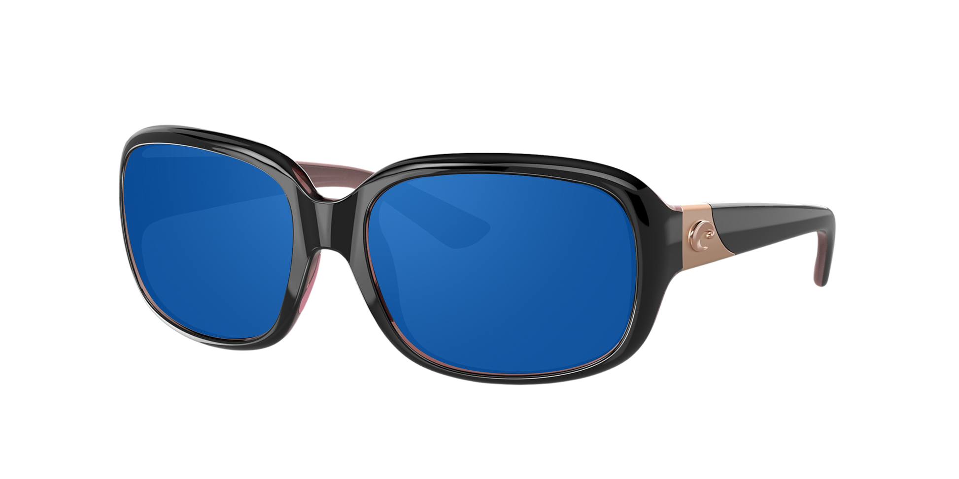 SHINY BLACK HIBISCUS, Blue Mirrored-Polarized, Costa