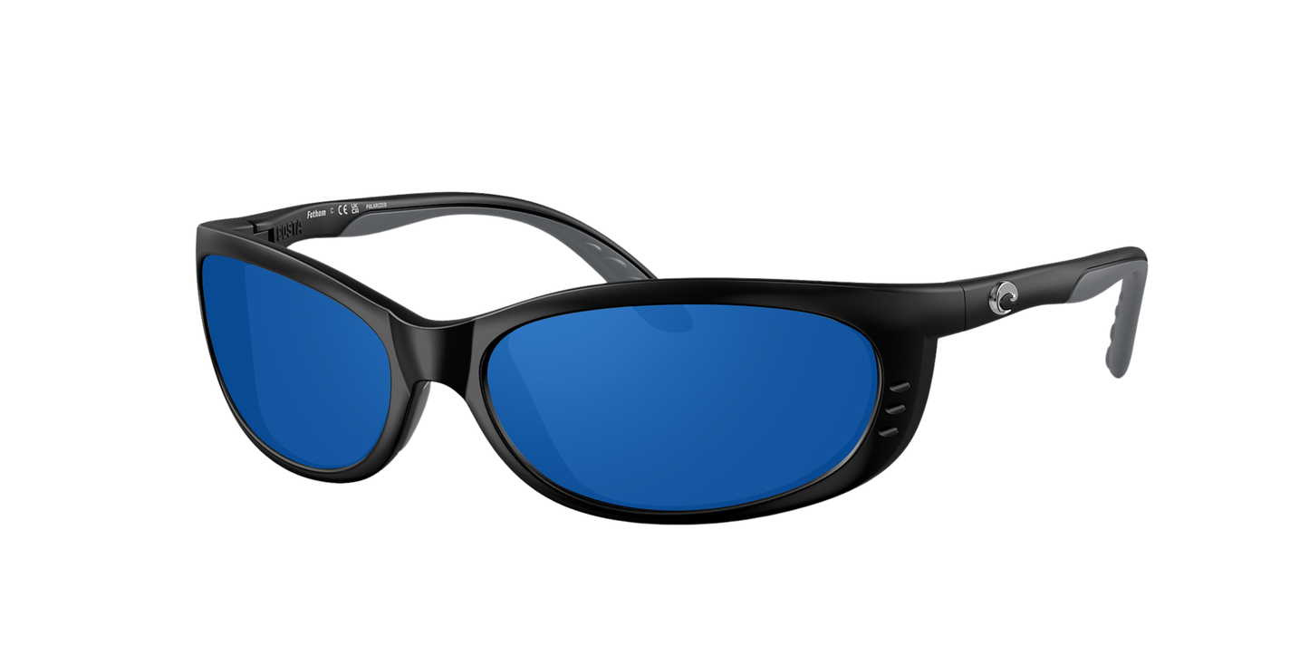 Matte Black, Blue Mirrored-Polarized, Costa