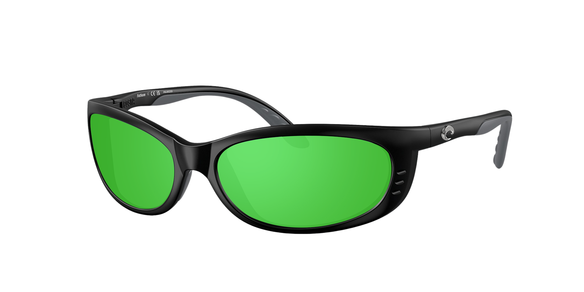 Matte Black, Green Mirrored-Polarized, Costa