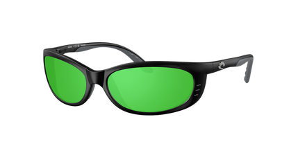 Matte Black, Green Mirrored-Polarized, Costa
