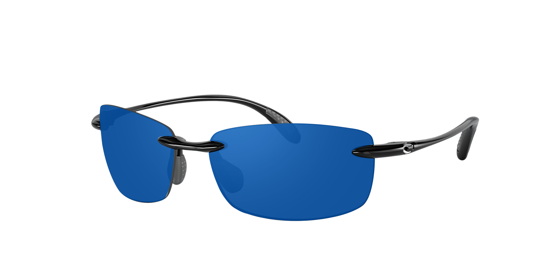 Shiny Black, Blue Mirrored-Polarized, Costa