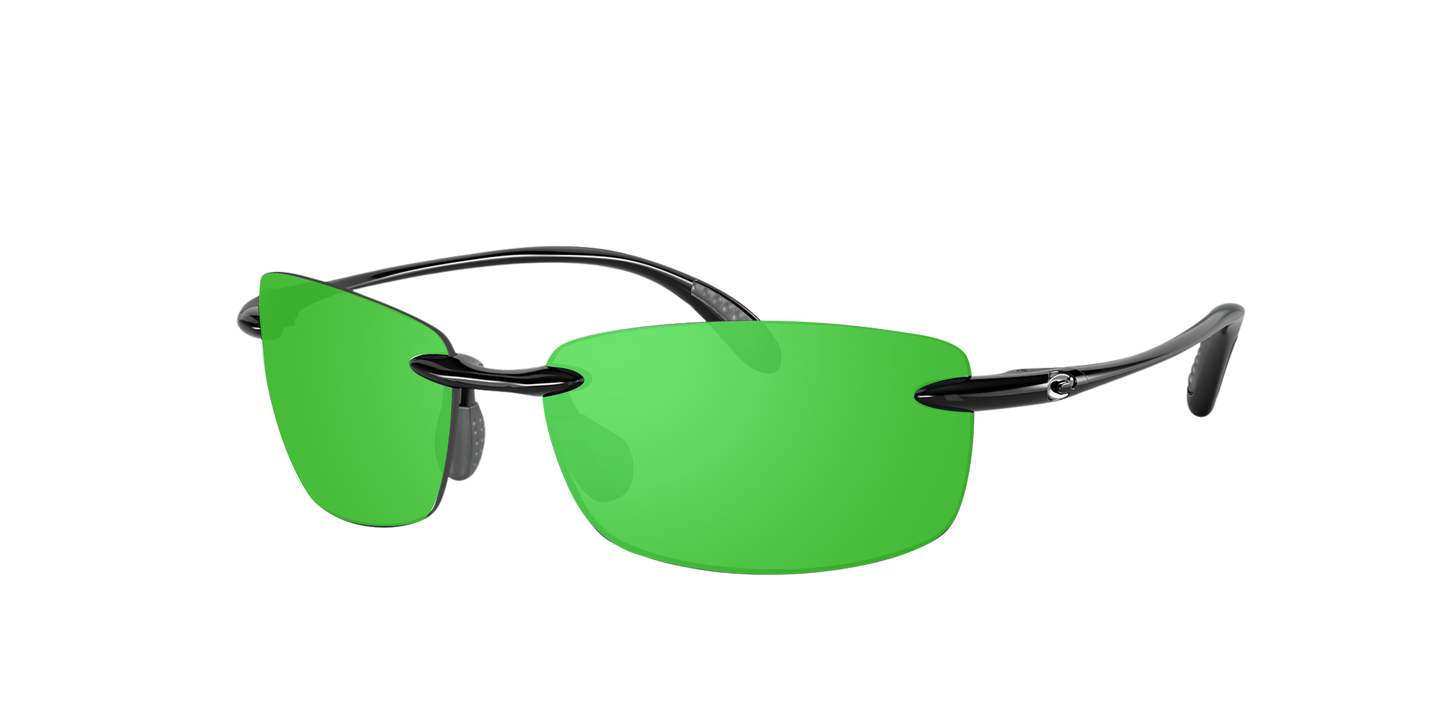 Shiny Black, Green Mirrored-Polarized, Costa