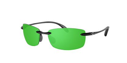 Shiny Black, Green Mirrored-Polarized, Costa