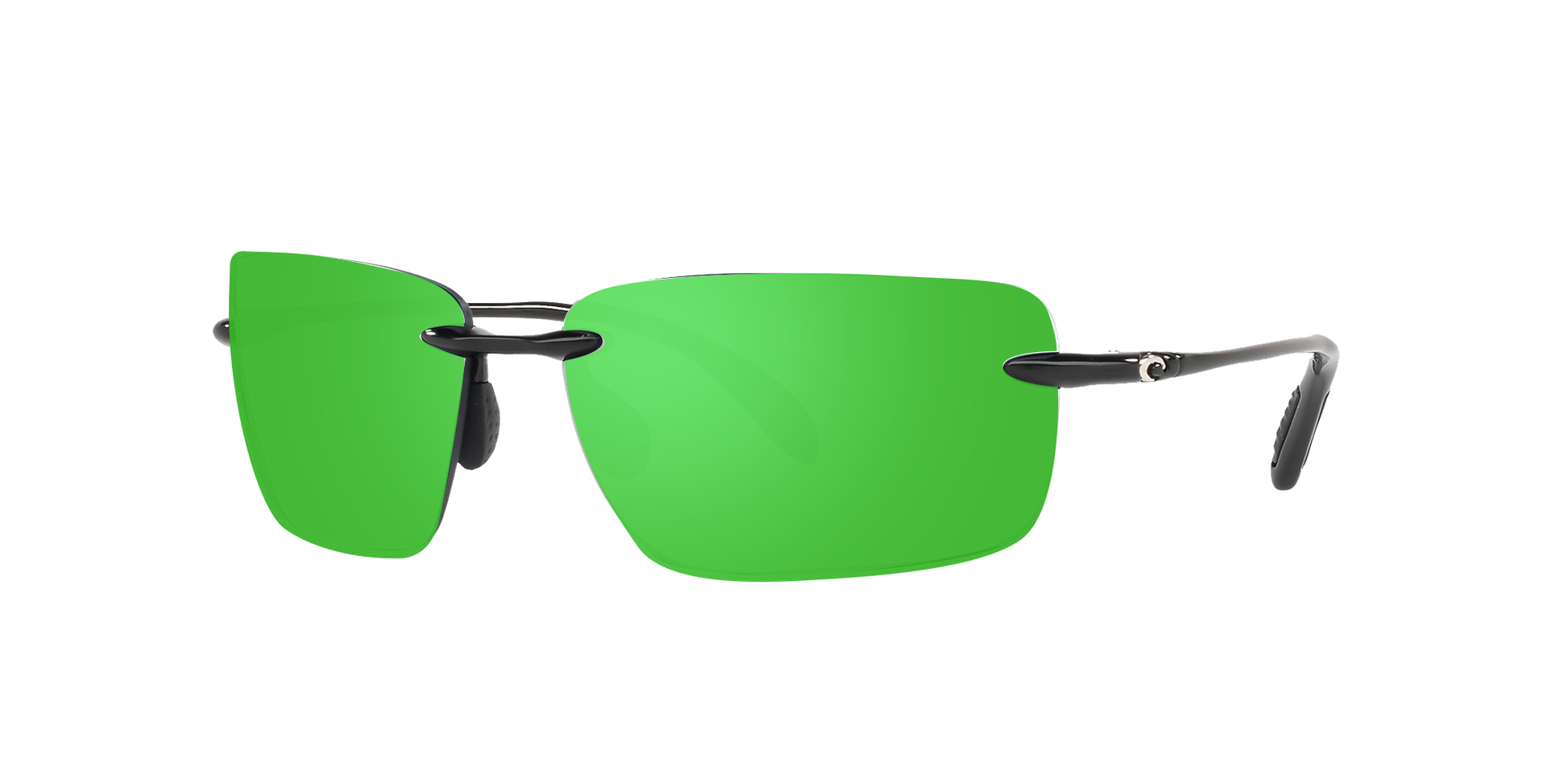 Shiny Black, Green Mirrored-Polarized, Costa