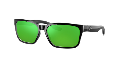 Black, Green Mirrored-Polarized, Costa