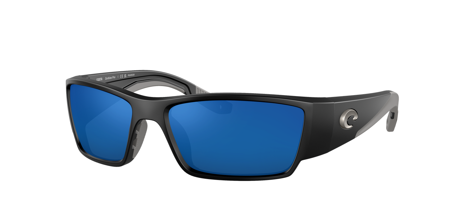 Matte Black, Blue Mirrored-Polarized, Costa