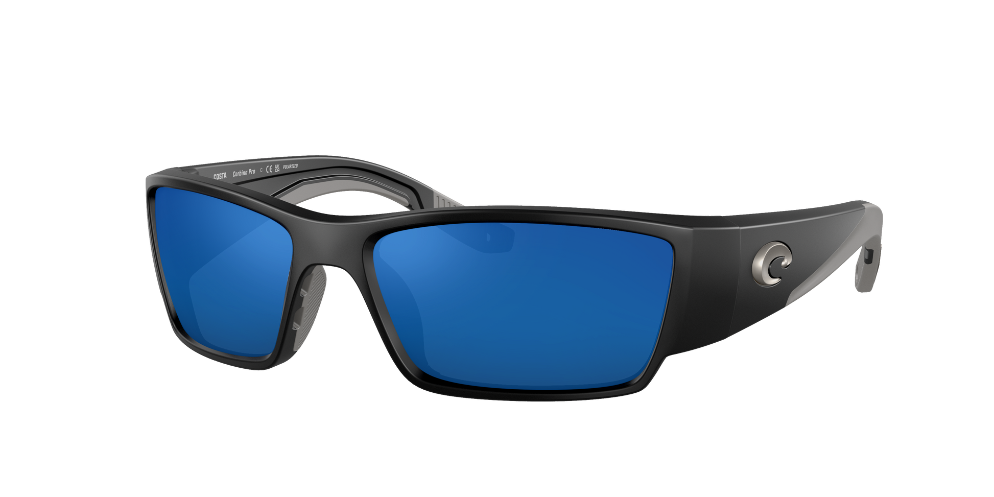 Matte Black, Blue Mirrored-Polarized, Costa