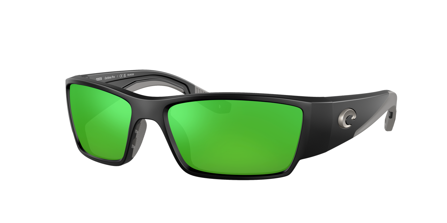 Matte Black, Green Mirrored-Polarized, Costa