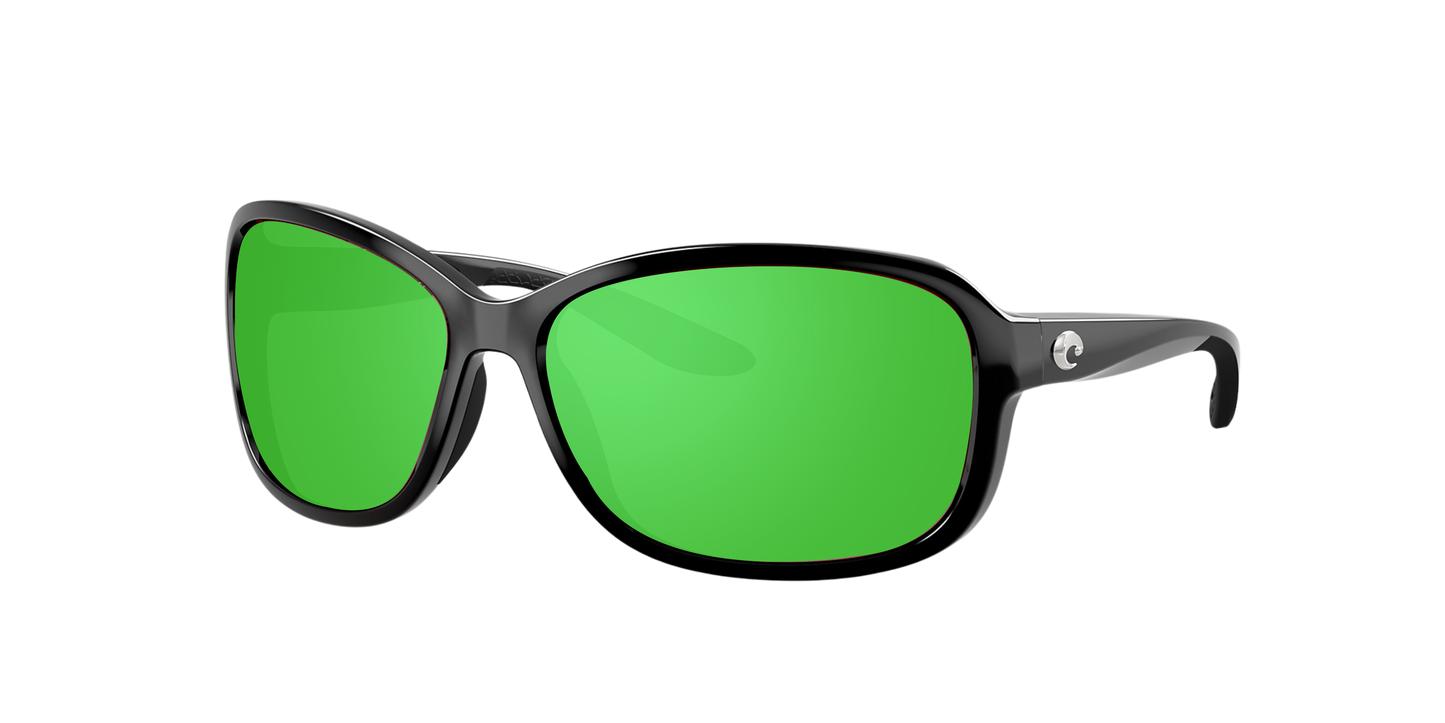 Black, Green Mirrored-Polarized, Costa