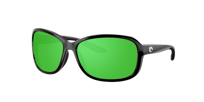 Black, Green Mirrored-Polarized, Costa