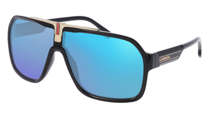 Matte Black, Blue-Mirrored