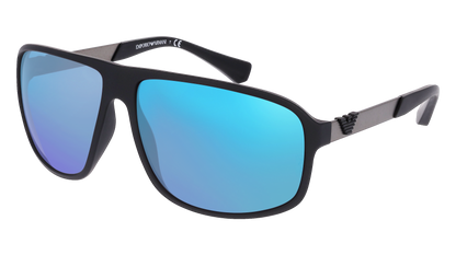 Rubber Black, Blue-Mirrored